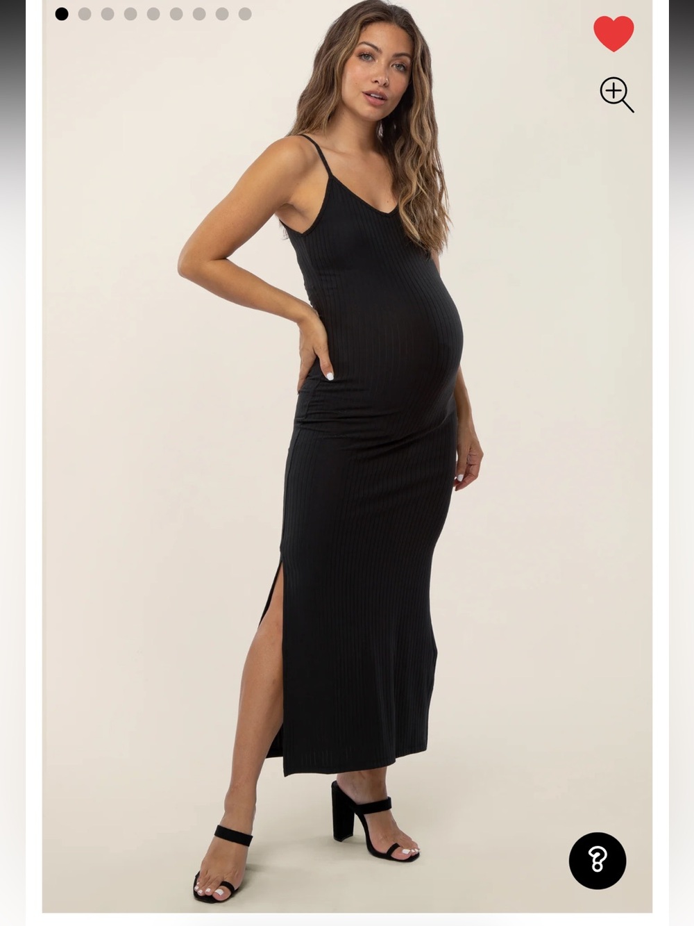 Black Ribbed Side Slit Maternity Maxi Dress